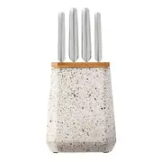 Furi Pro Stone 5pc Knife Block Set Olive Terrazzo 5 Piece
