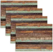 Placemats Set of 4 Vintage Aged Wooden Coarse Texture Table Farmhouse Placemats Dinner Mats for Kitchen Dining Table Party (18"X12") Photo Color 12...