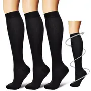 Wide Compression Socks 15-20mmHg Full Calf Compression Stockings XL 3Pairs