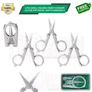 3 Pcs Small Folding Pocket Scissors Set Sharp Cutter Crafts sewing German Grade