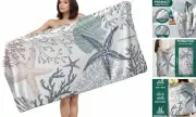 Microfiber Beach Towel Blue Beach Coral Fleece 31.5" x 60.2" Nautical Coastal