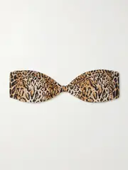 [Melissa Odabash] Melissa Odabash - Catania Gathered Leopard-print Bandeau Bikini Top - Leopard print - UK 10 UK 10 Animal print