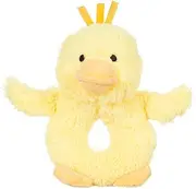 Apricot Lamb Baby Duck Soft Rattle Toy, Plush Stuffed Animal for Newborn Soft Hand Grip Shaker Over 0 Months (Duck, 6 Inches)