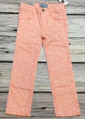 Baby Gap Girls 4 / 4T Peach & Cream White Floral Skinny Fit Pants. Nwt