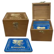 Newcastle Knights NRL Set of 4 Cork Drinking Coasters in Wooden Box