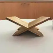 Wooden Book Display Stand Modern Adjustable Acacia Wood Home Decor - Walnut