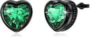 [OKROKTOT] Heart Shaped Viking Earrings 925 Sterling Silver Viking Rune Earrings Scandinavian Jewelry for Men Women Color：Green, one size, Sterling Silver, Cubic Zirconia