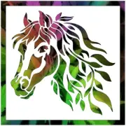 11.5"x11.5" Clear Plastic Stencil - Horse Head Leaf (MCA27) Free Shipping