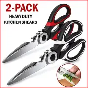 2-PACK Stainless Steel Kitchen Shears Heavy Duty Scissors For Meat Fish Chicken