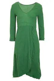 V Neck Open Front 3/4 Slv Dress--VIG-VB148
