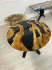 "Handcrafted Black Epoxy Resin Side Table – Wooden Console Table Top 18x18"