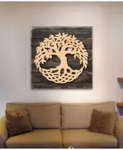 Designocracy Tree of Life Wood Block Celt, Gold, 18”