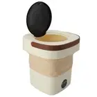 T (Khaki EU Plug)Portable Washing Machine Mini Foldable Washer 8.5L Deep