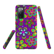 For Samsung Galaxy S20 FE (Fan Edition) Case, Shielding Back Cover,Purple Floral Design