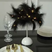 15" BLACK Feather DESK LAMP Decorative LED Light Table Centerpiece Party Events