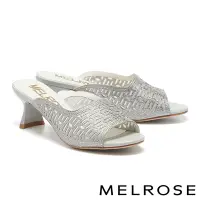 在飛比找Yahoo奇摩購物中心優惠-拖鞋 MELROSE 華麗精美水鑽金屬布高跟拖鞋－灰