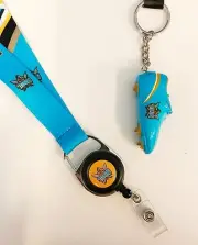 SET OF 2 GOLD COAST TITANS NRL TEAM RETRACTABLE LANYARD + RESIN BOOT KEY RING