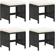 Garden Chair Garden Stools 4 pcs with Cushions Poly Rattan Black Patio Seating