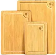 3 Pcs Wood Cutting Boards,Cutting Boards with Juice Grooves,Thick Butcher Block,Chopping Board Set,Wood Butcher Block,Bamboo Cutting Board,for Vegetables, Fruits, Meat