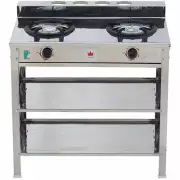 Auscrown Double LPG Gas Wok Burner Built In Stainless Steel Stand AT402