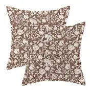 Block Print Pillow Covers 18x18 Set 18" x 18" (Pack of 2) Block Print Floral 4