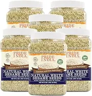 Pride Of India - PACK of 6 - White Sesame Seeds Unhulled - Calcium & Iron Superfood, 2 lbs Jar