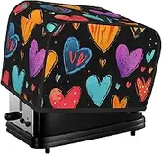 3D Rainbow Hearts Print 2 Slice Toaster Cover Fingerprint Bread Maker Protectors,Kitchen Small Appliance Dust Cover