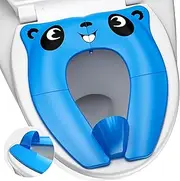 VIRIITA 2019 Upgrade Portable Potty Seat with Splash Guard for Toddler, Foldable Travel Potty Seat with Carry Bag, Non-Slip Pads Toilet Potty Training Seat Covers for Baby, Toddlers and Kids (Blue)