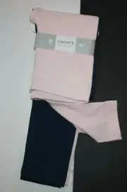 New Carter's Girls 4T 4 year 2 Pack Pairs Light Pink & Navy Blue Leggings Pants