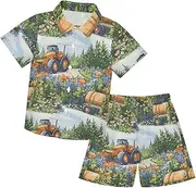 [Caihoyu] Big Boy Button Down Hawaiian Shirts and Shorts Set Toddler Boy Clothes Infant Little Boy Gift