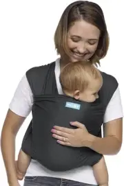 Moby Evolution Wrap, Charcoal - Baby Carrier for Newborns, Soft and Comfortable