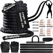 30ft Batlle Rope Workout Equipment Gym Fitness Equipment for home Workouts Exercise Training Rope Heavy Weighted Rope for Strength Training Home Gym Outdoor