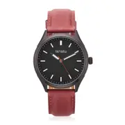 Tensity Leather Dial Water Resistance Digital Durable Watch 7782WB BLK - Red