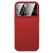 VOERO For iPhone 14 Pro Shockproof Case Carbon Fiber Texture PC Phone Cover with Glass Lens Film