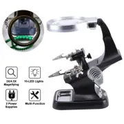Helping Hand Led 3X 4.5X Magnifying Glass Clamp Stand Soldering Weld Holder Kit