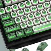 Green Cat Eye Keycaps, New MAX Profile Double Shot Translucent Shine Through Keycaps for 75% Mechanical Keyboards, 136-Key Custom Jelly Backlit Keycap Set