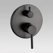 Pentro Gun Metal Grey Round Wall Mixer Tap with Diverter
