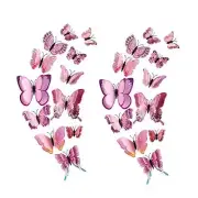 24PCS Butterfly Wall Decals Removable 3D Butterflies Decor for Wall Pink-24pcs