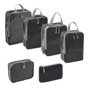 6Pcs Compression Packing Cubes Suitcase Organizer Bag Luggage Storage -Black