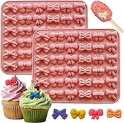 2PCS Silicone Mini Bow Molds for Chocolate - 6 Shapes Butterfly Tie Candy Mold Edible for Gummy Cake Pops Ice Jelly Cookie Cupcake Decorating
