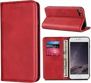 Cavor for iPhone SE 2020/ SE 2022 Case,iPhone 7 8 Case,Cowhide Pattern PU Leather Book Wallet Magnetic Kickstand Flip Cover Phone Cases with Card Slots(4.7")-Wine Red