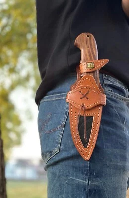 EDC Leather Knife Sheath Fixed Blade Knives belt loop Horizontal Vertical Carry