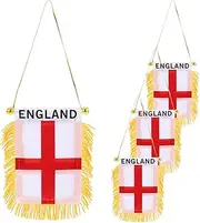KOMBIUDA 4pcs Mini England Car Flags Compact Hanging Decoration for Rearview Mirror Stylish Car Ornament Unique Flair Easy to Install Sturdy Materials