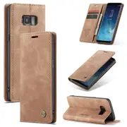CaseMe Samsung Galaxy S8 Classic PU Leather Folio Case Cover Skin [Brown]