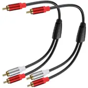 2Pack RCA Splitter Male to Male Cable, RCA Y Splitter 1 RCA Male to 2 RCA Male S