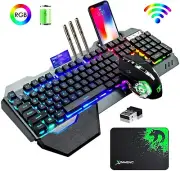 Wireless Gaming Keyboard and Mice Rechargeable 3800mAh Battery Metal Panel