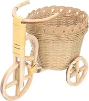 ABOOFAN Bamboo Woven Pen Basket Tricycle Organizer for Desktop Decor Storage Basket for Office Home and Garden Lightweight Decorative Planter with Texture