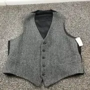 NWT Allen Edmonds Harris Tweed Wool Vest Waistcoat Herringbone Gray Mens 3XL