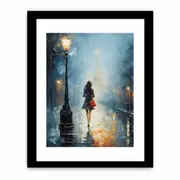 Girl Street Light Modern Framed print Art Poster