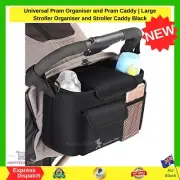 Universal Pram Organiser and Pram Caddy | Large Stroller Organiser and Stroller